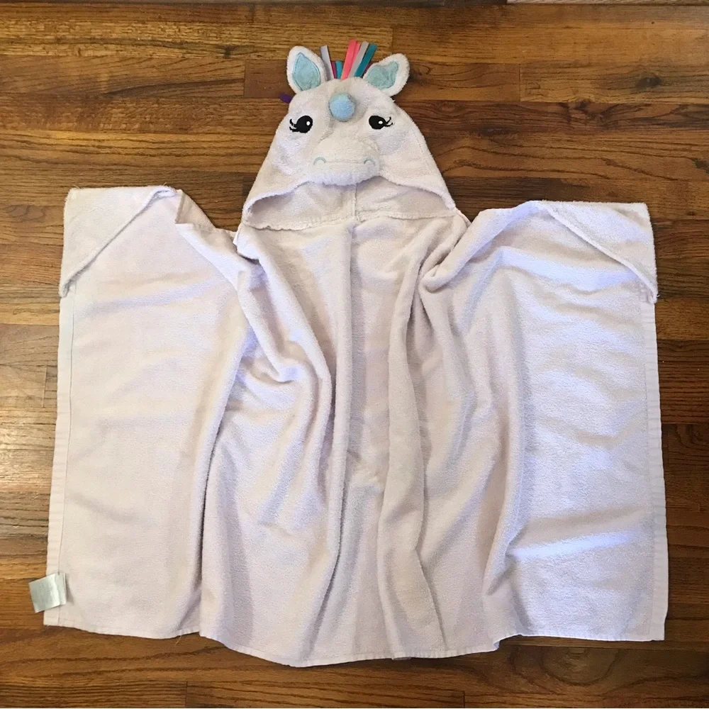 Girls Kids Bath Towel Wrap Cover Hooded Hoodie Unicorn Design Terry Clo Ribbons